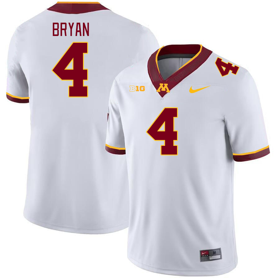 Men #4 Za'Quan Bryan Minnesota Golden Gophers College Football Jerseys Stitched Sale-White - Click Image to Close